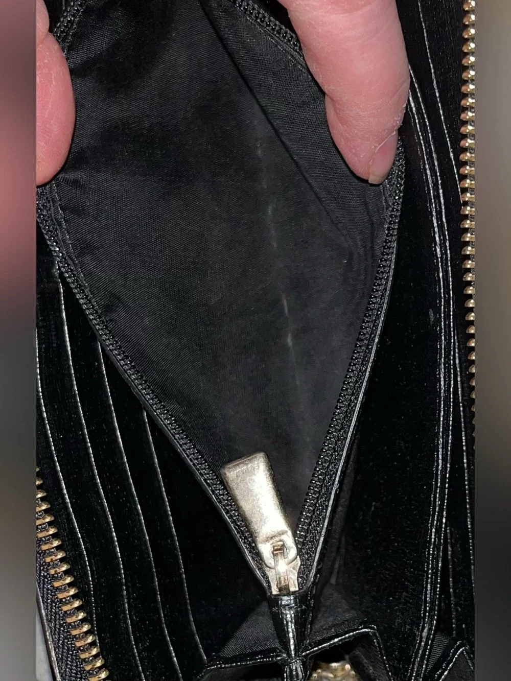 Furla EUC Black Textured Leather Zip-Around Wallet